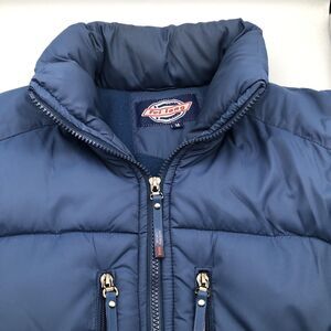 Mens Puffy Vest Size Medium Blue Fleece Lined Insulated Fei Long Sport Fashion